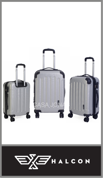 Set de 3 valijas Halcón ABS rígidas con 4 ruedas 360°