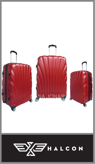 Set de 3 valijas Halcón material ABS rígidas con 4 ruedas 360°
