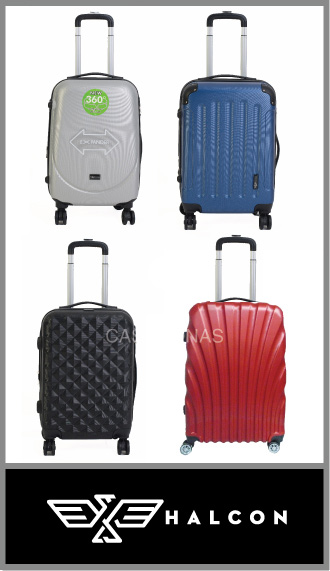Set de 3 valijas Halcón material ABS rígidas con 4 ruedas 360°