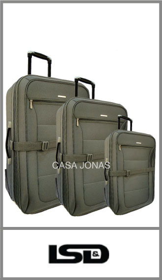 Set de 3 valijas Lsd con bolsillo frontal, fuelle y porta traje