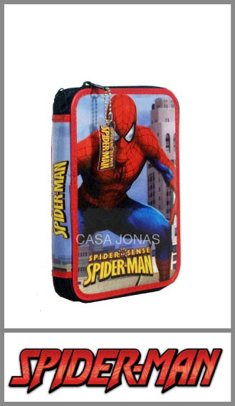 Cartuchera de Spiderman de dos pisos para nene, 14cm x 20cm