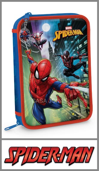Cartuchera Spiderman compartimentada con cierres internos, 15cm x 22cm