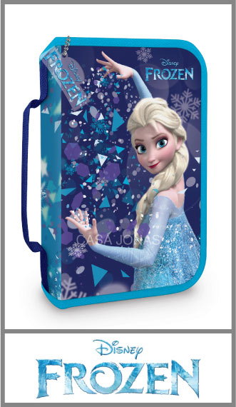 Cartuchera Frozen compartimentada con cierres internos, 15cm x 22cm