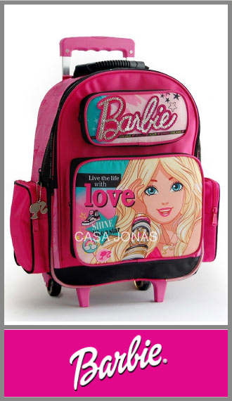 Mochila Barbie Mattel c/Carro Grande estampa Premium 31cm x 42cm x13