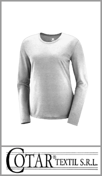 Camiseta Cotar térmica m larga p/mujer c redondo color blanco S/2XL