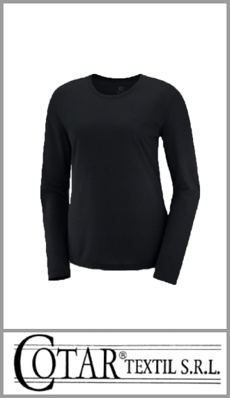 Camiseta Cotar térmica m larga p/mujer c redondo color negro S/2XL