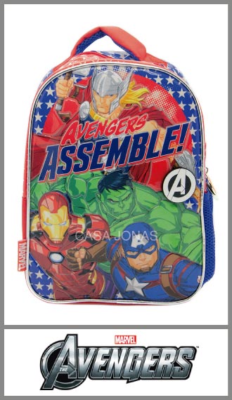 Mochila infantil Avengers Marvel Estampa Cristal 24cm x 30cm x 11cm
