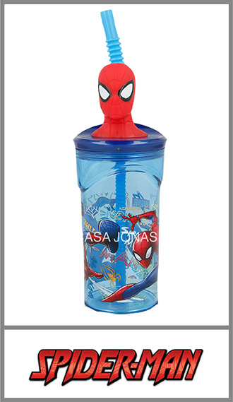 Vaso plástico Cresko Spiderman de 360ml con sorbete