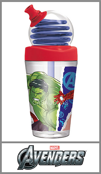 Vaso plástico Cresko Avengers de 420ml con sorbete fantasía