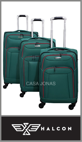 Set de 3 valijas Halcón con 4 ruedas 360° y fuelle amplio