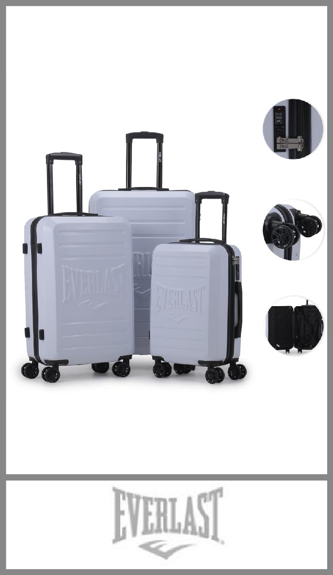 Set de 3 valijas Everlast rígidas con ruedas 360º  20, 24 y 28 pulgadas