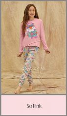 Pijama So Pink! estampado de invierno para nena en talles 4 al 14